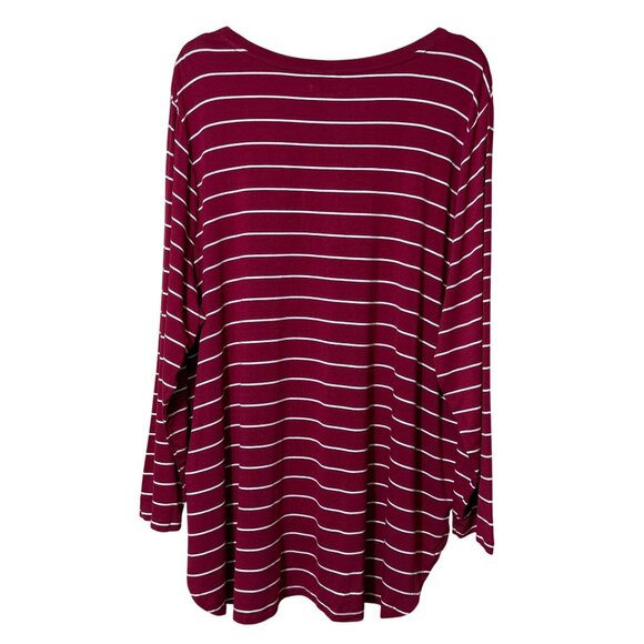 Old Navy Luxe Crew Neck Tunic Top NEW Burgundy Stripe XXL - Picture 2 of 9